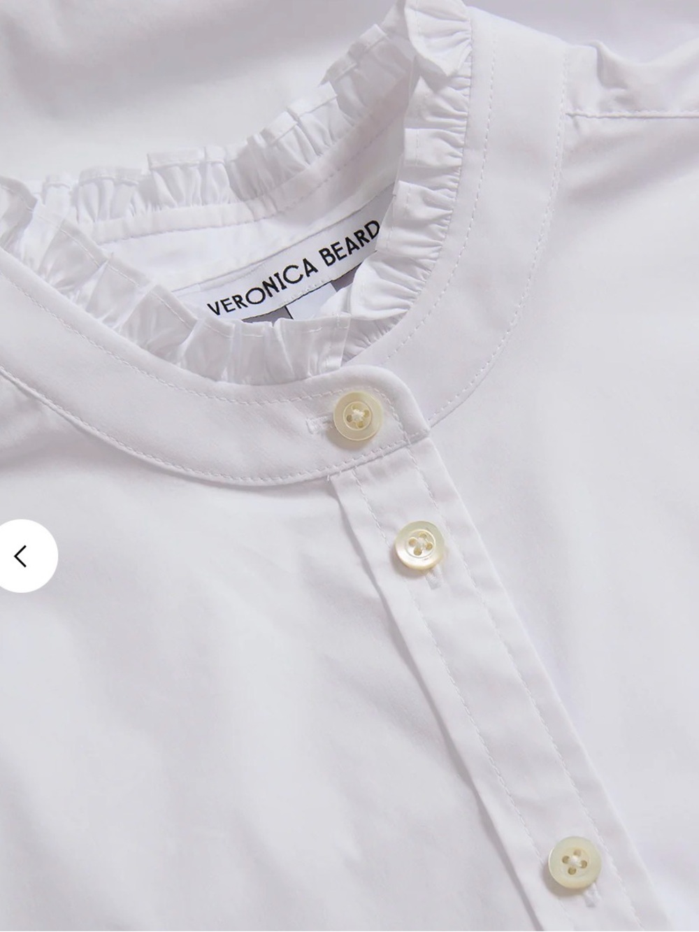 Veronica Beard White Ruffle-Trim Button-Front Shirt - Picture 3 of 5